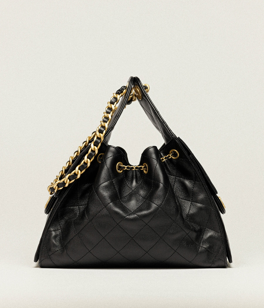 C 25 Small Grained Calfskin & Gold-tone Metal Black